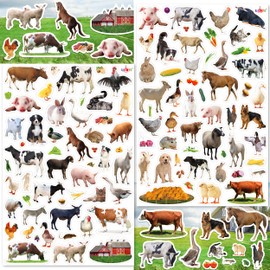 LINAYE 24 Sheets Farm Stickers for Kids, 1270 PCS Farm Animal Cow Horse Stickers for Scrapbooking,Water Bottles,Envelopes,Laptop for Kids Boys Girls