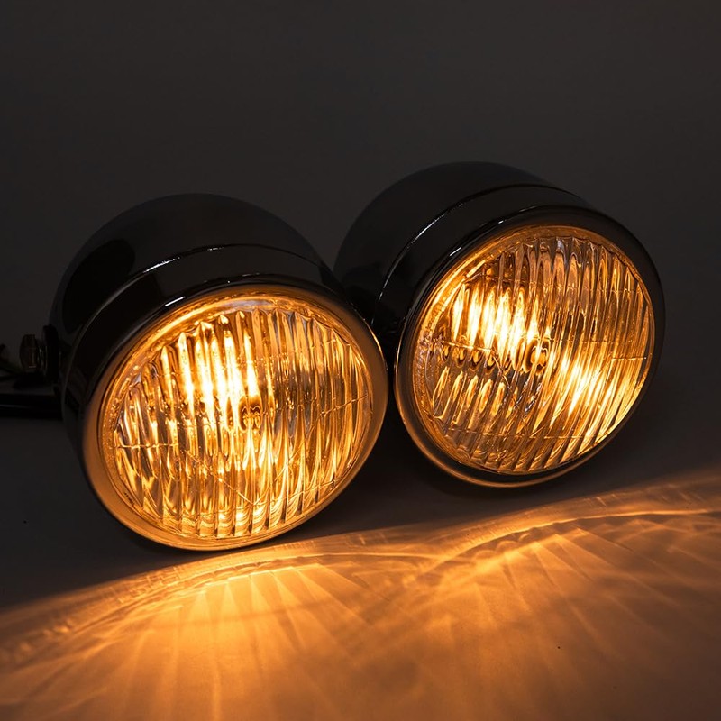 BENEALL Motorcycle Headlight Assembly Halogens Double Front Head light with