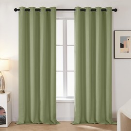 Deconovo Deconovo Thermal Blackout Curtains 90 Inch Drop Super Soft Eyelet Curtains for Bedroom 46 x 90 Inch Sage Green 2 Panels