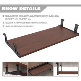FRMSAET Furniture Accessories Office Product Suits Hardware 20/24/30 inches Keyboard Drawer Tray Wood Holder Under Desk Adjustable Height Platform. (30 inches, Cherry)