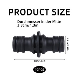 HFMYGS Doppelstecker Gartenschlauch Verbindungen, Schlauch Kupplung, Extender Verl?ngerung Kupplung Verbindungsteil Zwei Wege Kupplung, f1r Garten und Haus Schlauch (10 St1ck Schwarz)