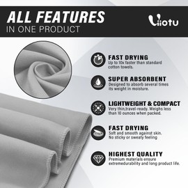 Viiotu 2 Pack Gym Towels for Women (40x80cm/16 x32), Microfiber Quick Dry Workout Towel, Super Absorbent Suede Soft & Skin-Friendly Yoga Towel for Yoga, Running, Golf & Workout (Black+Grey)