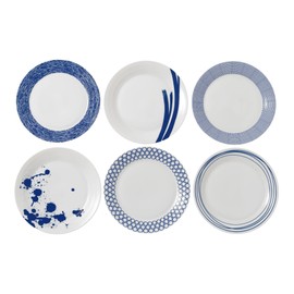 Royal Doulton Pacific Mixed Patterns Dinner Plates, 11.4", Blue/White, Set of 6