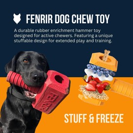 Fenrir Hammer Dog Chew Toy Strong Rubber Stuffable Enrichment Toy for Chewers (Yellow, Medium)