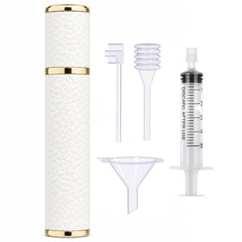 Vilarihor 10ml Mini Perfume Travel Refillable Bottle, Portable Perfume Atomizer, Small Travel Cologne Sprayer, Leakproof Design with 4 Refill Tools, Essential Travel Items for Men and Women (White)