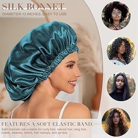 Satin Bonnet Silk Bonnet Hair Bonnet for Sleeping-Slouchy Beanie Hat Satin Sleep Cap for Women's Natural & Curly Hair