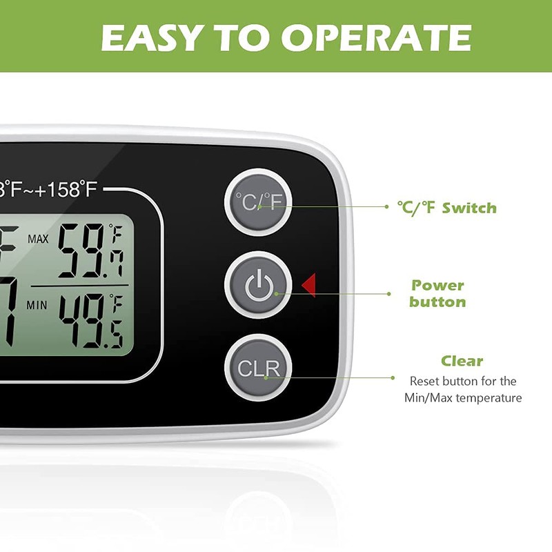 KeeKit Refrigerator Thermometer, 4 Pack Digital Freezer Thermometer, Upgraded Fridge