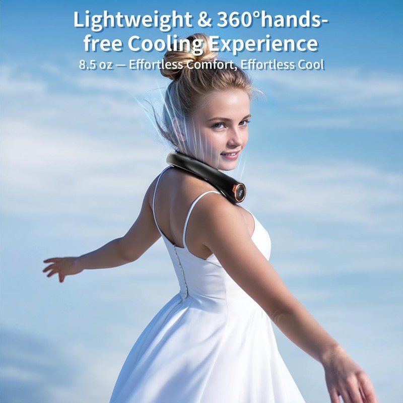 ZHZW Portable Neck Fan with 6000mAh USB - Rechargeable Battery,