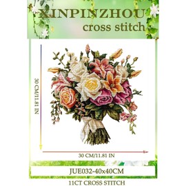 Xinpinzhou Cross Stitch Set, Pre-Printed Bouquet, Embroidery Templates, Embroidery Pictures, Pre-Printed Cross Stitch Embroidery Kit, Embroidery Kit, Embroidery Set, Adult Beginners