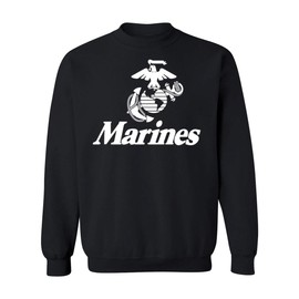 Lucky Ride US MARINES CREWNECK SWEATSHIRT MARINE CORPS BLACK, Large