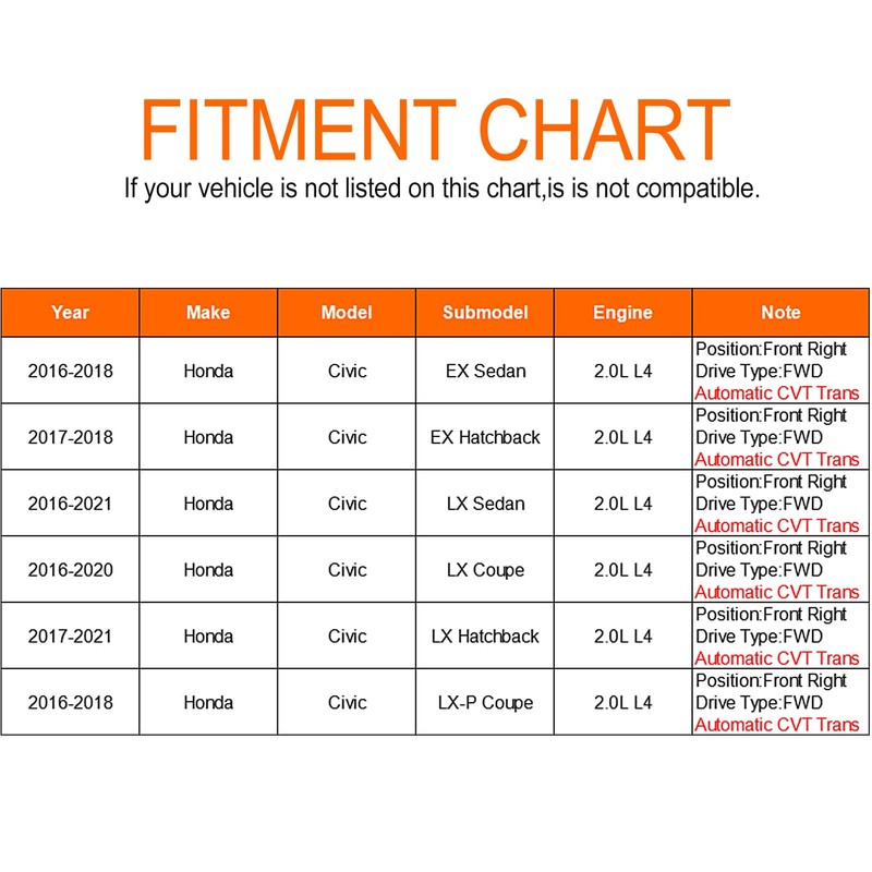 Maxfavor CV Axle Front fit for Honda Civic EX LX