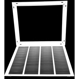 24" X 20" Steel Return Air Filter Grille for 1" Filter - Easy Plastic Tabs for Removable Face/Door - HVAC Duct Cover - Flat Stamped Face -White [Outer Dimensions: 25.75w X 21.75h]