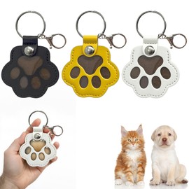 AABDTYYD 3pcs PU Leather Pet Memorial Keychain for Dog Cat Fur Keepsake with Sealed Compartment Portable Hair Collector Keyring Gift for Loss Remembrance Growth Record