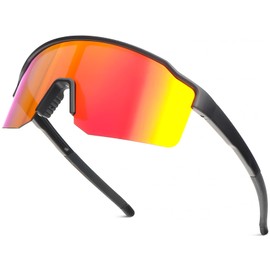 UVTQSSP Cycling Glasses Men Women Polar Isierte Sunglasses UV400 Sports Glasses TR 90 Design Ultralight Protection Quick Glasses Black Frame/Orange Lenses