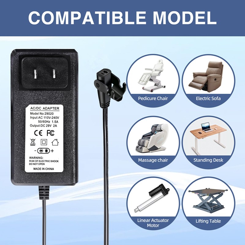 29V Dual Motor Power Supply Kit, Universal Recliner Power Cord