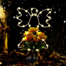 Lmtocs New Version Solar Angel Lights with Sunflower, 2 Modes Cemetery Angel for Grave Decorations, Waterproof Outdoor Angel Solar Lights for Christmas Yard Patio Pathway Memorial Grave Decorations
