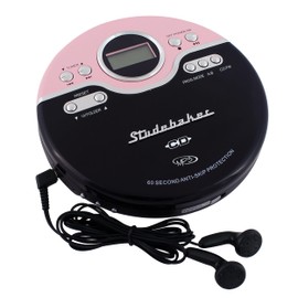 Studebaker SB3703PBB Joggable Personal CD/MP3 Player with FM PLL Radio - Pink & Black