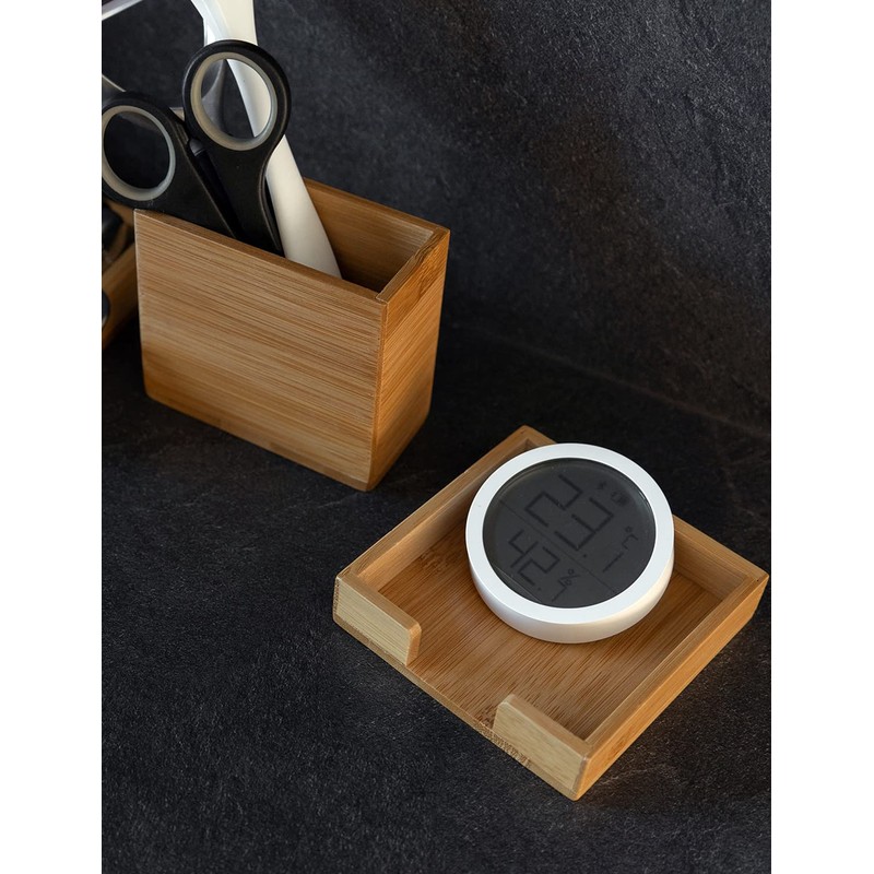 ROCDEER Bamboo Vanity Tray, 6-Piece Bathroom Countertop Vanity Tray Set,