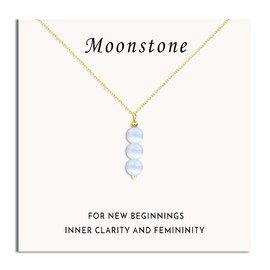 SmileBelle Moonstone Necklace as New Beginnings Gifts for Women, Clear Quartz Crystal Necklace Inspirational Gifts for Women, White Necklace Moonstone Jewelry for Girls as Stocking Stuffers Gifts