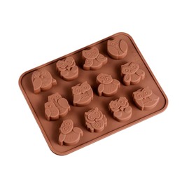 Owl Chocolate Mould, Owl Mould Silicone Mould | Reusable Silicone Mould with 12 Cavities, Baking Mould for Sweets, Biscuits, Chocolate, Ice Cubes, Gummy Bears