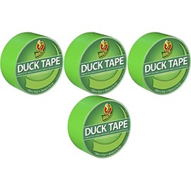 Duck 1265018 Color Duct Tape Neon Lime Green, 1.88 Inches x 15 Yards, Single Ro, 4 Pack