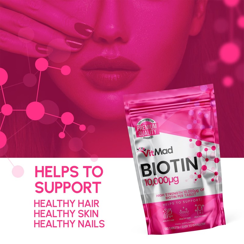 Biotin 10,000mcg High Strength Vitamins for Your Hair, Skin, Nails