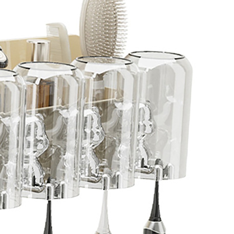 Cute Bear Toothbrush Shelf with Automatic Toothpaste Squeezer Plastic Punch