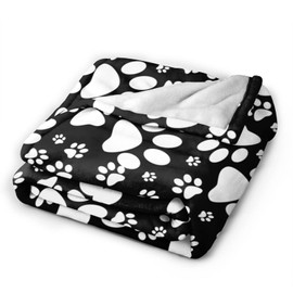 Dog Paw Print Throw Blanket Plush Cozy Soft Flannel Fleece Blankets for Bed Couch Sofa Chair 50"X40"