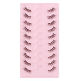 Glowing Win Half Eyelashes, Cateye Natural Look Artificial Eyelashes, 10 Pairs False Eyelashes, 3D Cat Eye Lashes, Half Fake Lashes, Transparent Band, Natural Cat's Eye False Eyelashes