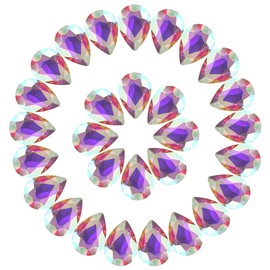 Teardrop Rhinestones 100Pcs Crystal AB Point Back Glass Rhinestones for Crafts Jewelry Making,13x18mm