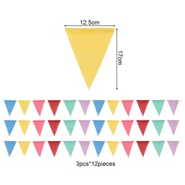 Bunting Outdoor Weatherproof, Pack of 3 Bunting Garland, Weatherproof Fabric Outdoor, Bunting Birthday for Garland Classroom Decoration, School Party, Wedding, Festival (3 Pieces 12 m)