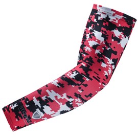 Stromguard Compression Sports Arm Sleeve Digital Camo Baseball Football Basketball - (One Arm Sleeve) (Youth Medium, 7 - Red-Black-White)