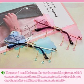 2 Pairs Tassel Clouds Shaped, Rimless Men Women 90s Disco Sunglasses (Light Blue, Pink)