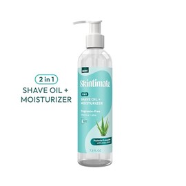 Skintimate Skintimate 2-in-1 Shave Oil & Moisturizer, Fragrance Free, 7.3oz | Shaving Oil, After Shave for Women Bikini Area Moisturizer with Vitamin E and Aloe, Shaving Cream Alternative, 7.3 fl oz