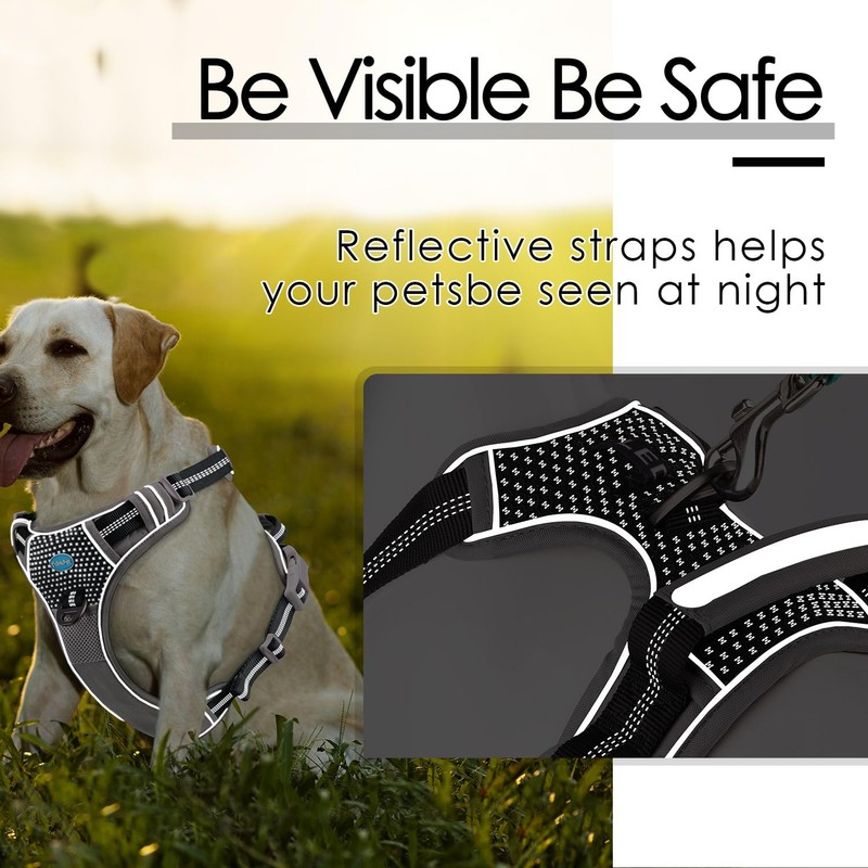 ThinkPet Anti-Pull Dog Harness, with Handle, Easy to Control, Adjustable,
