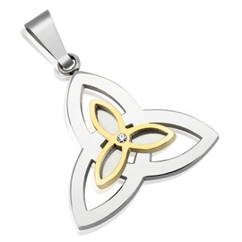 Bungsa Celtic Knot Two-Tone Stainless Steel Silver Gold Tribal Pendant Charm Beads Surgical Steel Women Men Jewellery, Stainless Steel, No Gemstone