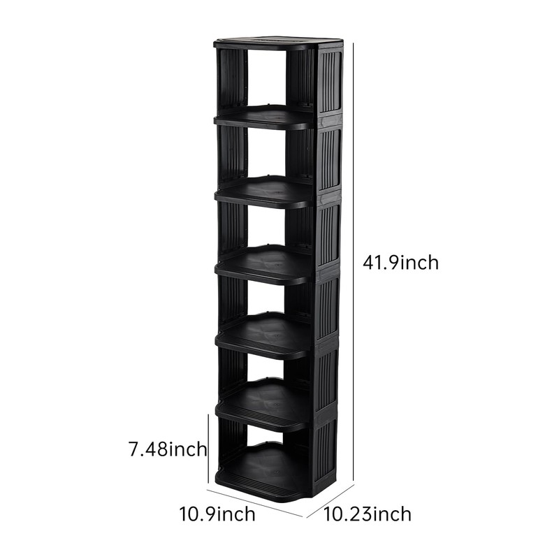 UFORU Small Shoe Rack, 7 Tier Plastic Vertical Shoe Rack