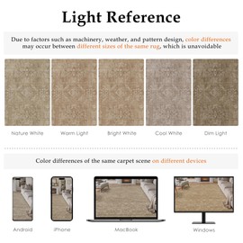 PureCozy 5x7 Light Brown Area Rug for Living Room Washable Vintage Distressed Carpet Bedroom Low Pile Non Slip Indoor Soft Retro Throw Accent Rug Office Kitchen Bathroom Dining Room