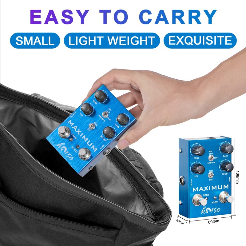 Maximum Guitar Pedal, Overdrive Dual Channel Pedal Clean, and Wild