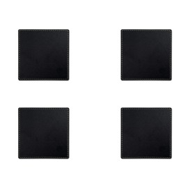4Pcs Square Leather Cup Mats, 10cm*10cm Black Leather Coasters, Heat Resistant Cup Mats for Tabletop Protection
