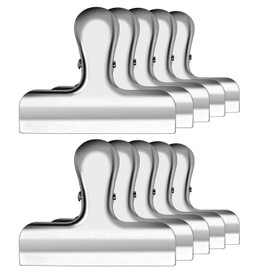 10PCS Wide Metal Chip Clips 3 Inch, Snack Food Bag Sealing Clips, Stainless Steel Paper Clamps Heavy Duty for Kitchen Food Packages and Office