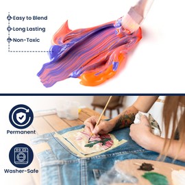 BLUEBIRD Fabric Paint, Brilliant Silver, 16.9 Fl Oz, Permanent Fabric Paints for Clothes, Furniture Upholstery