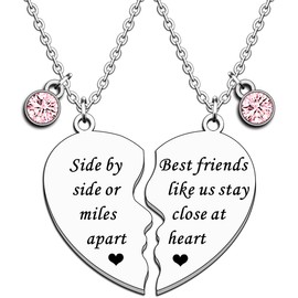 JMIMO BFF Necklaces for 2 Girls Best Friend Necklaces Friendship Gifts Long Distance Presents Best Friend Birthday Christmas Graduation Gifts