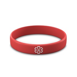 CONTACT CO. Smart Emergency ID Silicone NFC Wristband, Vibrant Smart Band with App-Free Sharing, Seamless Band for Tech Enthusiasts and More, Red