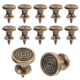 Trinkrittey 10Pcs Mini Drawer Knobs, Cabinet Knobs Self-Tapping Screws Pulls Handles ewelry Box Knobs Metal Furniture Handles Cupboard Wardrobe Dresser Hardware, 6x20mm/0.63"x0.79", Antique Bronze