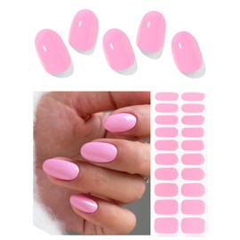 AutyaMee Semi Cured Gel Nail Strips (Pink Rose), 20 Pcs Gel Nail Wraps, Stickers, UV Light Required, Salon Quality, Long Lasting