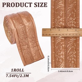 CRASPIRE 90.5x3.46In Self Adhesive Molding Trim Vintage Brown XPE Crown Peel and Stick Wallpaper Border 3D Printing Wall Edging Foam for Baseboard Mirror Border Wall Lines Hotel DIY Decor Ceiling