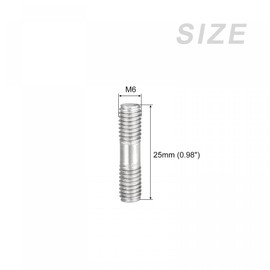 sourcing map Double Ended Stud Screws (M6 Thread 25mm Length) 20pcs, 304 Stainless Steel Dual Threaded Rod Bolts - for House Maintenance