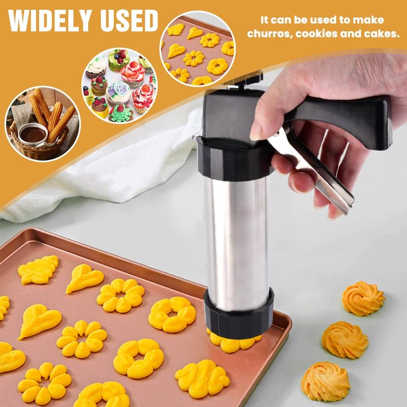 Stainless Steel Cookie Press Kit – 13 Discs & 8