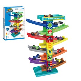 simfort Pista de Coches Rampas para Niños con 8 Coches,Juguete de Carreras Educativo de 9 Niveles，Juguete de Pista de Carros Estacionamiento,Regalos para Niños para Navidad,Cumpleaños